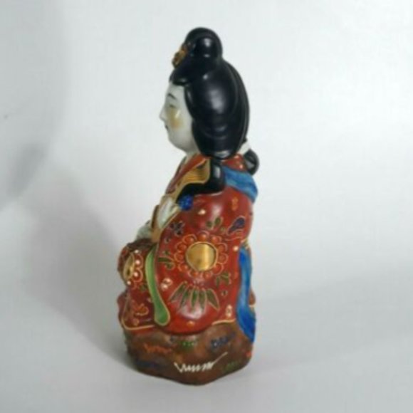 Kutani Ware Benzatien Benten Moriage Porcelain - Picture 2 of 7